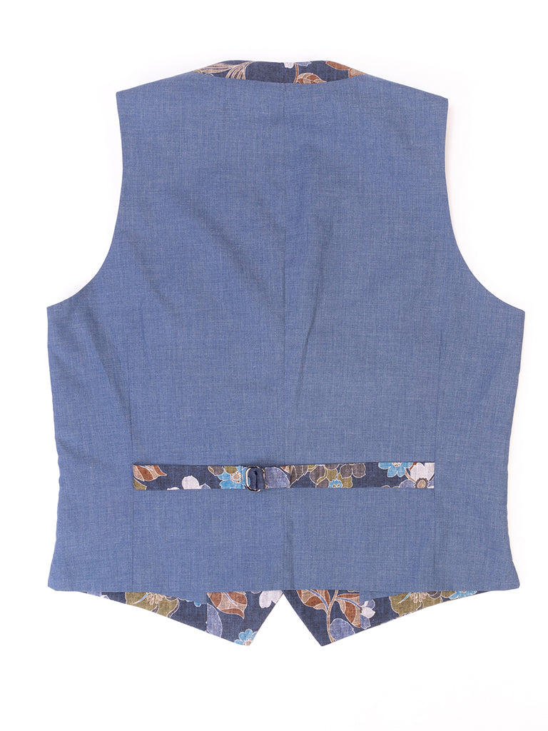 Chaleco floral de base azul