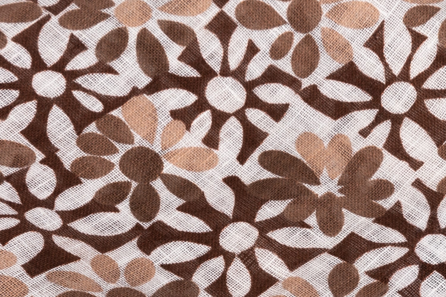 White brown scarf in pure linen