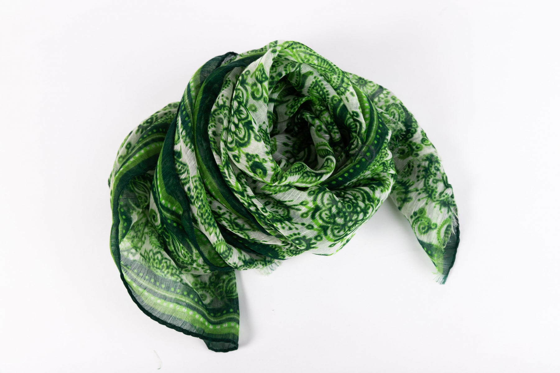 White Green Linen Cotton Scarf