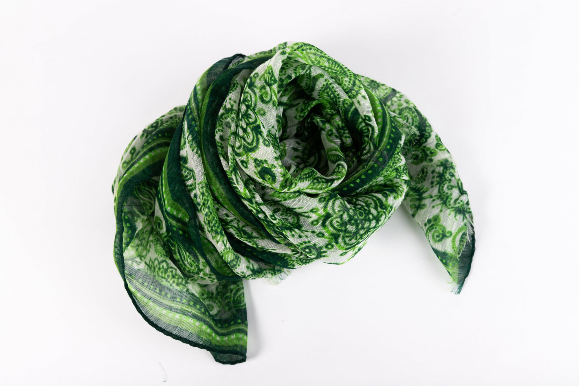 White Green Linen Cotton Scarf