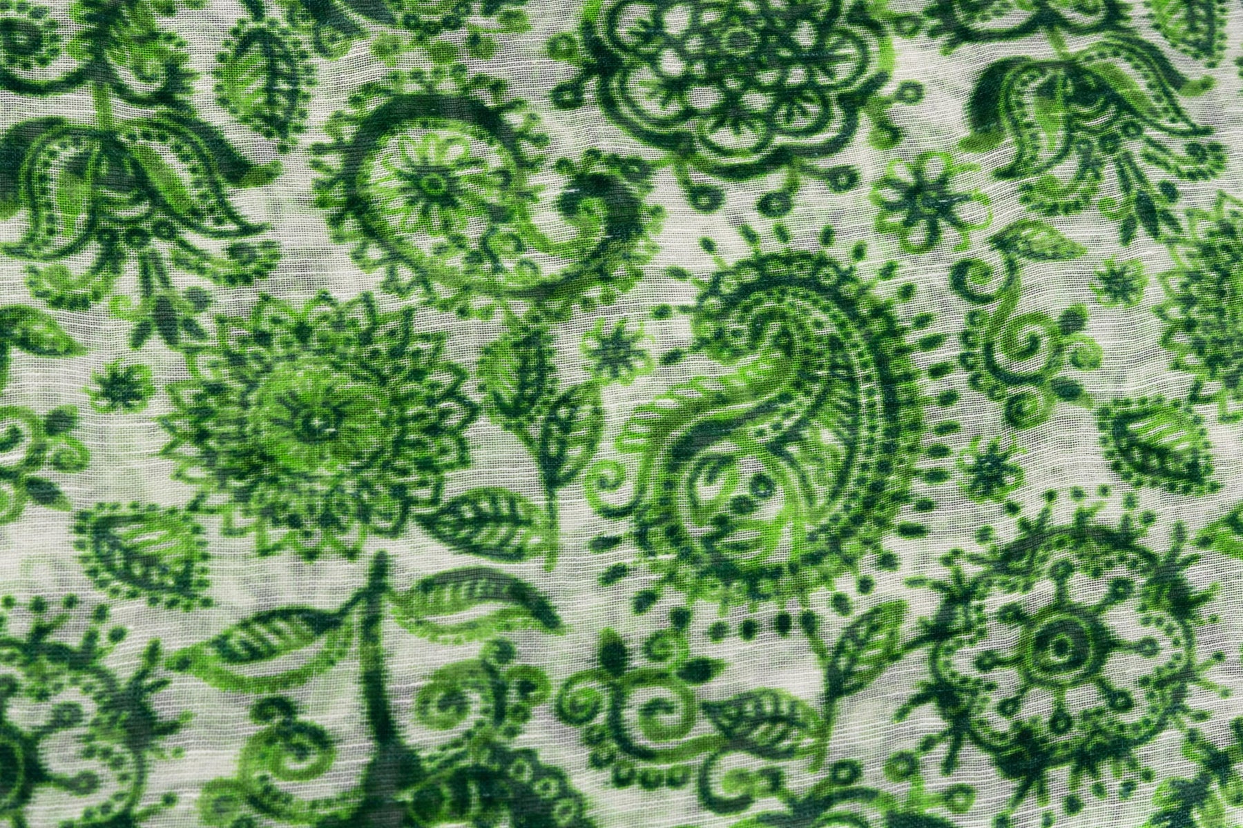White Green Linen Cotton Scarf