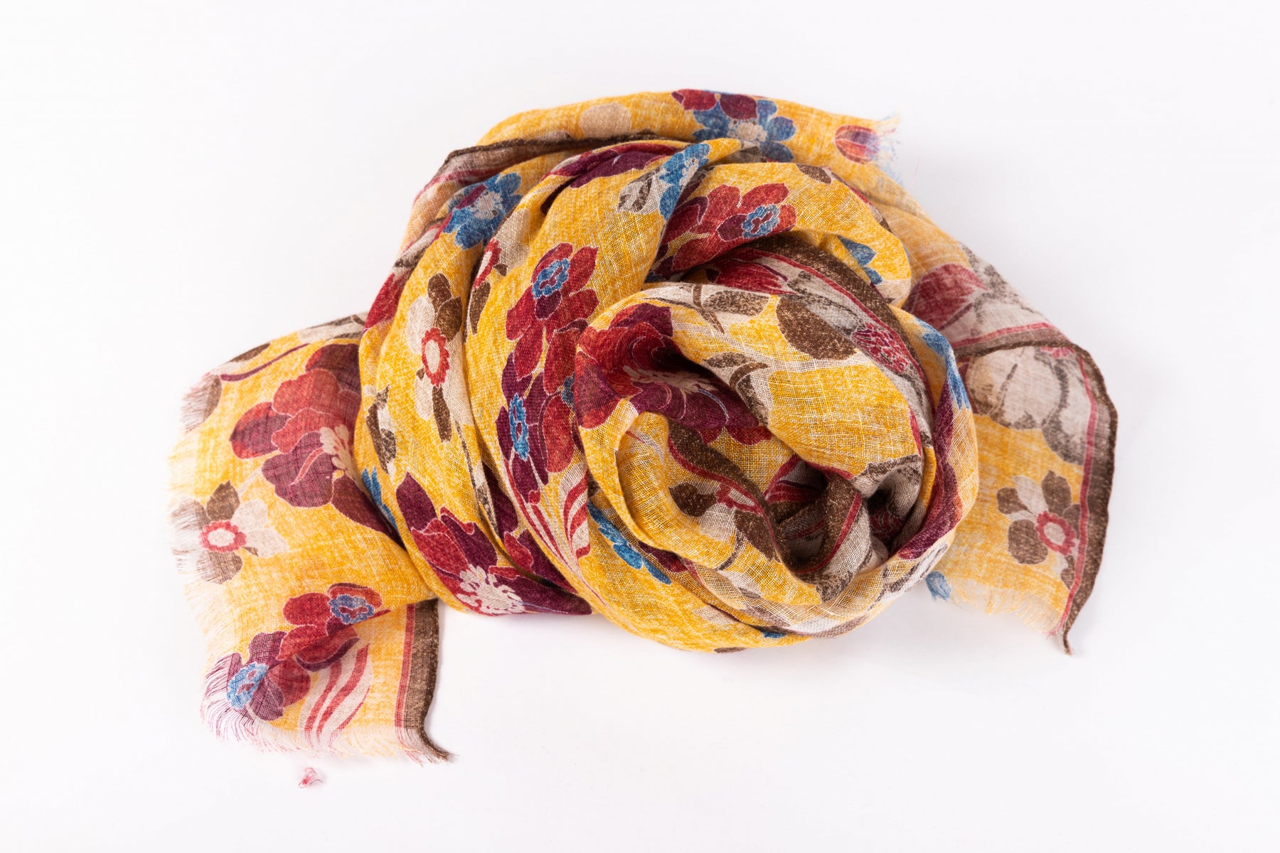Yellow pure linen scarf