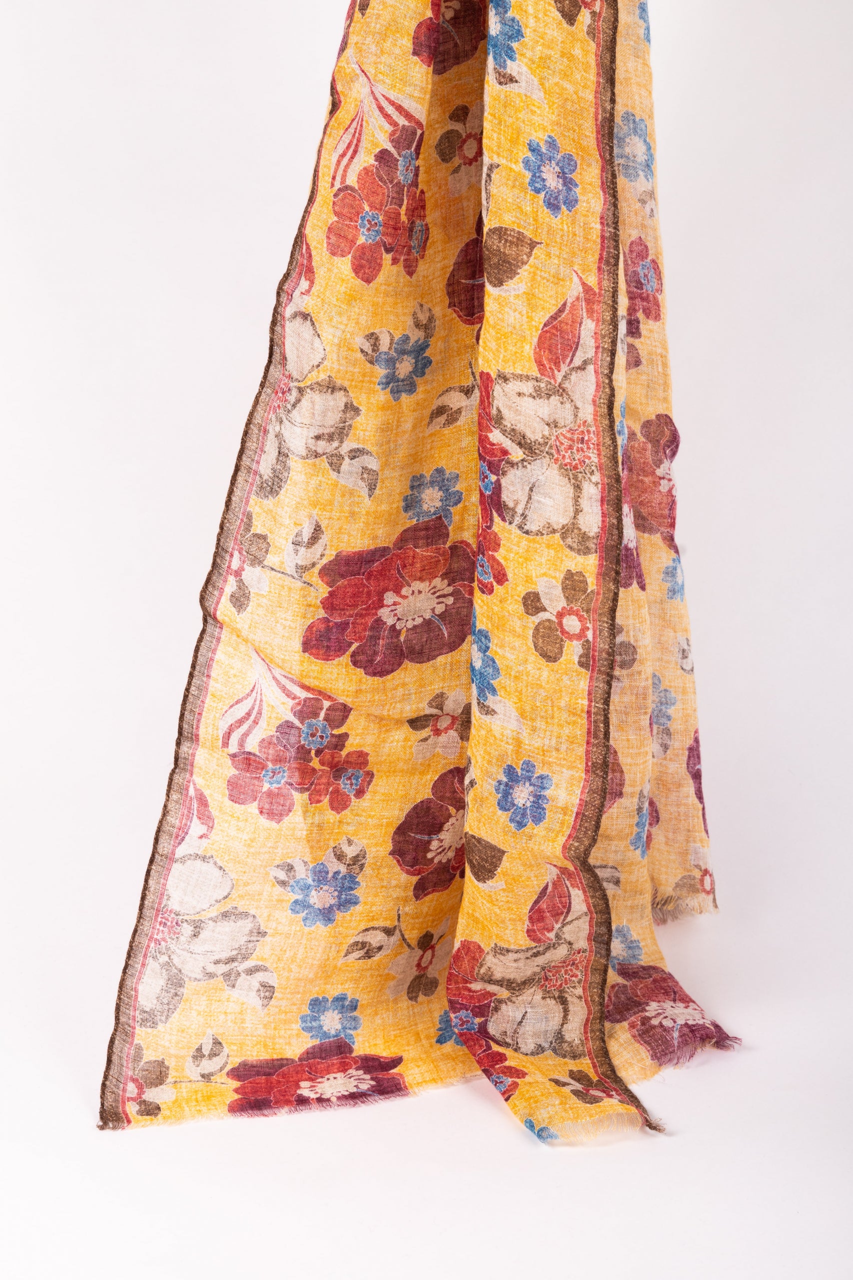 Yellow pure linen scarf