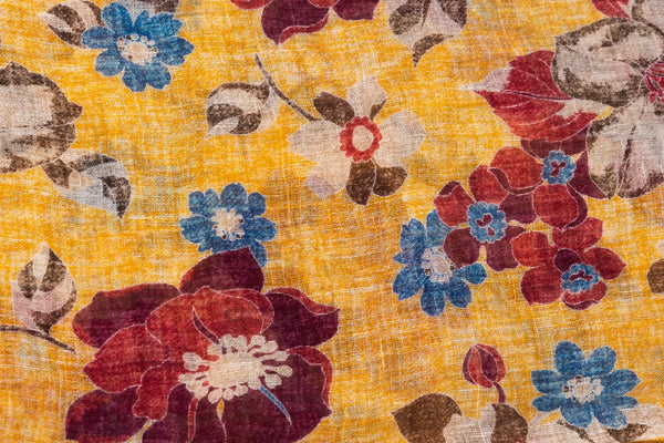 Yellow pure linen scarf