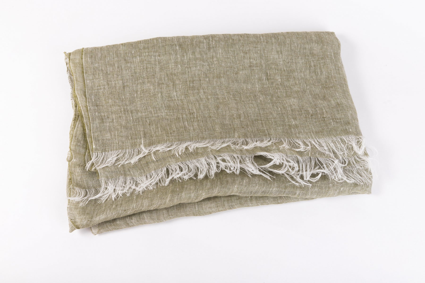 Green pure linen scarf