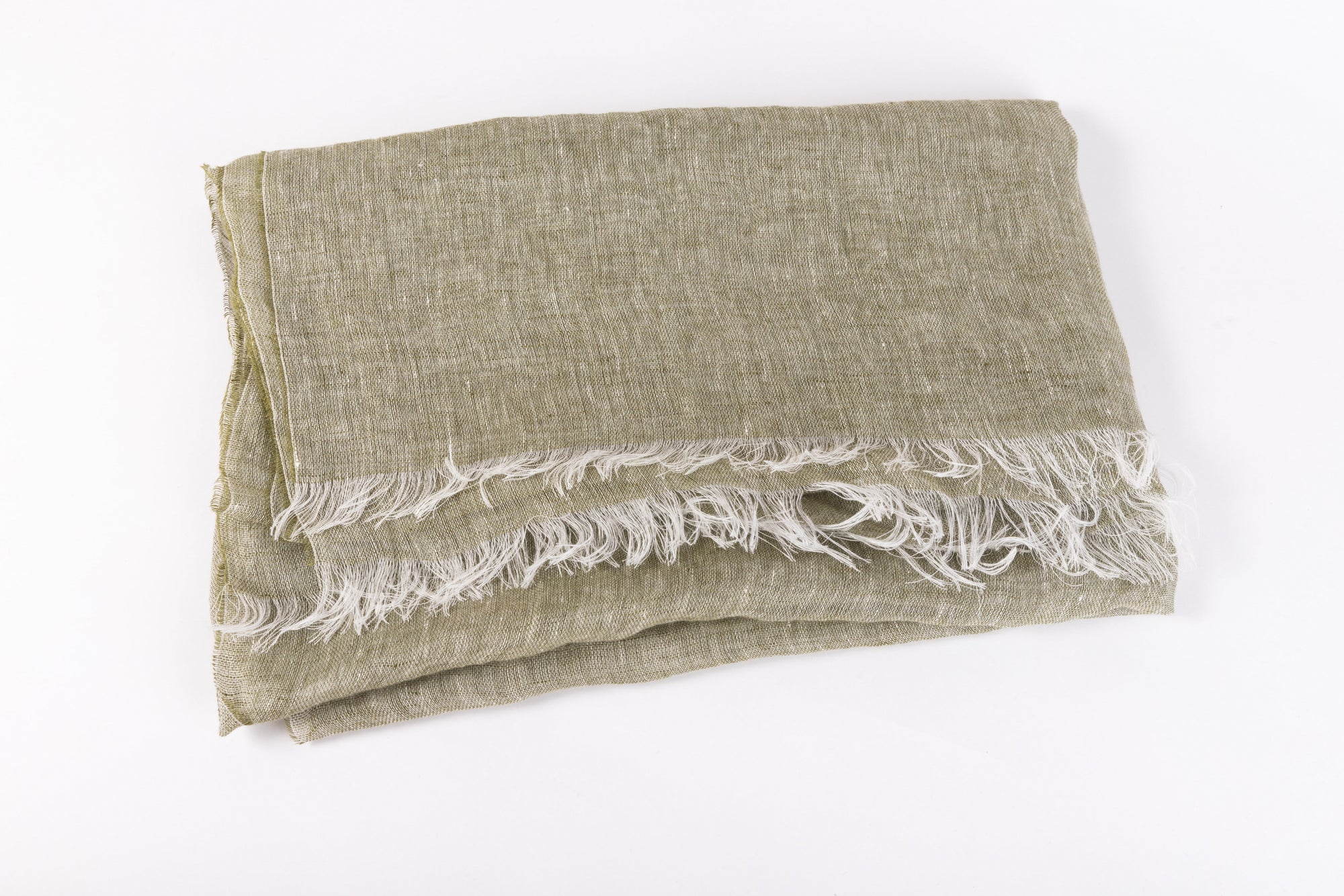 Green pure linen scarf