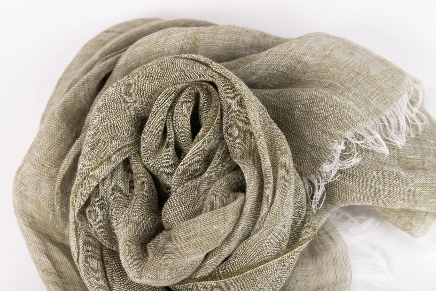 Green pure linen scarf