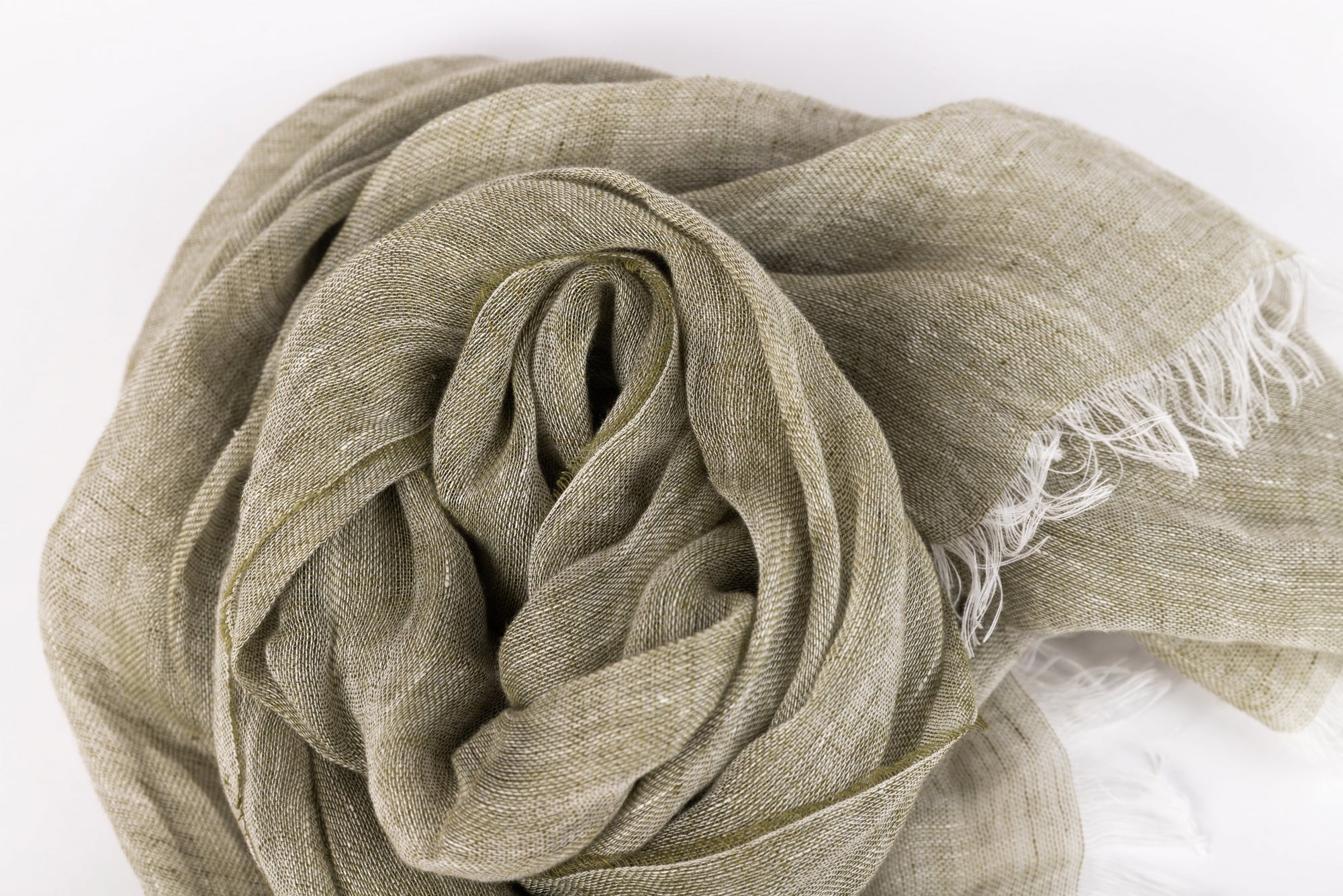 Green pure linen scarf
