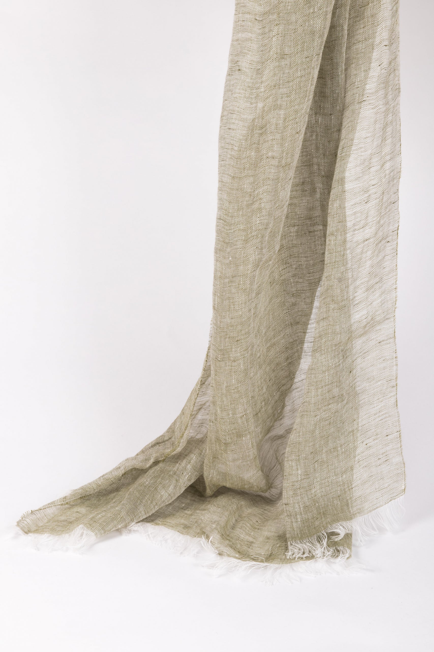Green pure linen scarf
