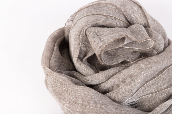 Dove gray pure linen scarf