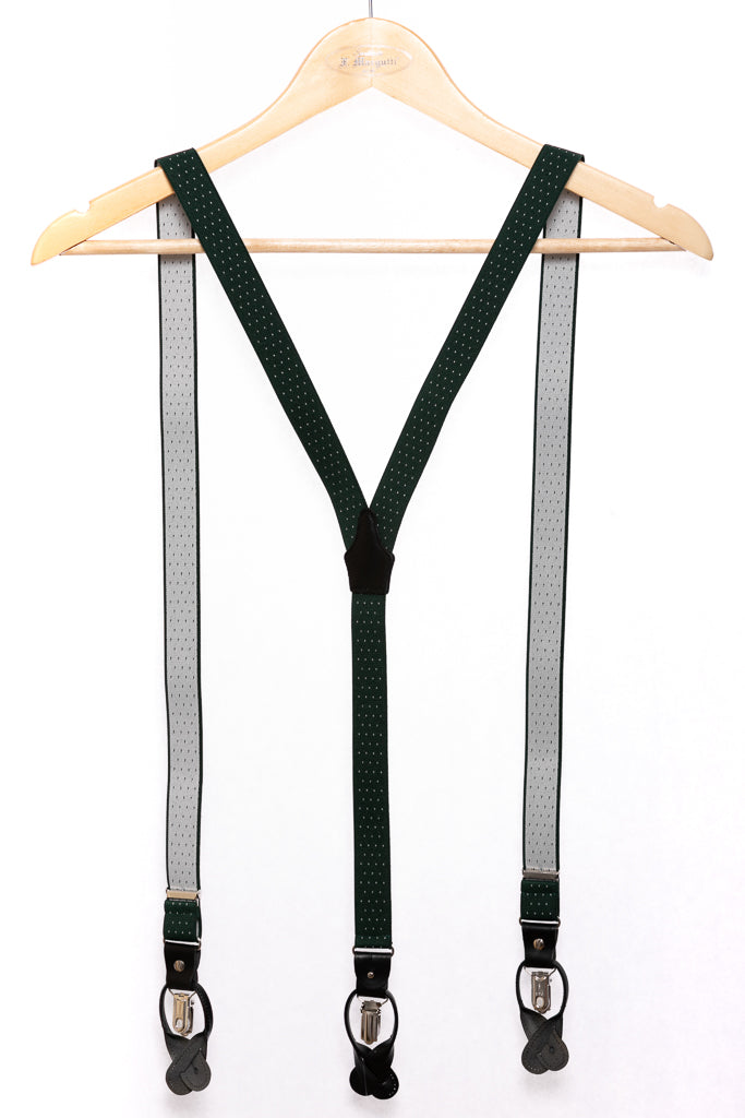 Green polka dot suspenders