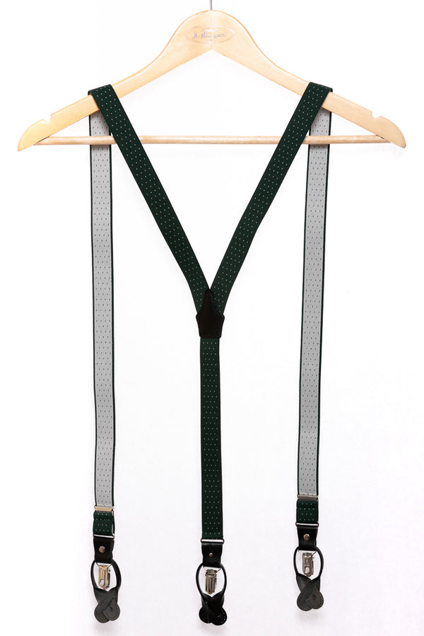 Green polka dot suspenders