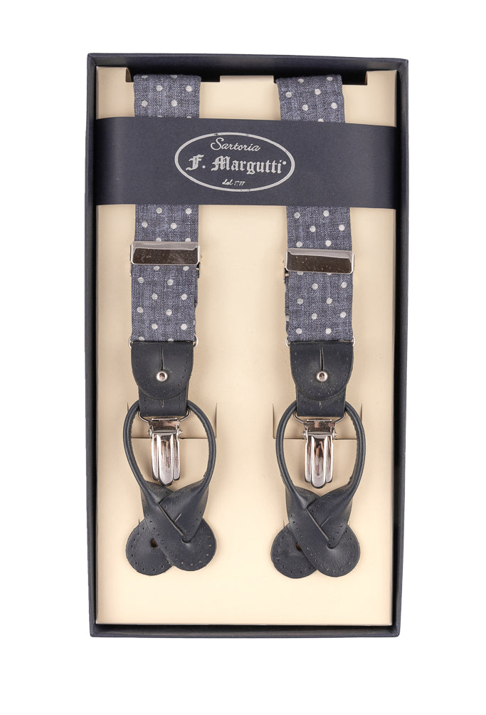 Large Polka Dot Blue Suspenders