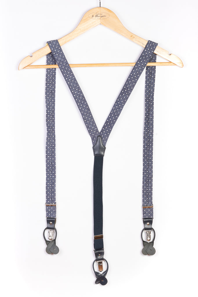 Large Polka Dot Blue Suspenders