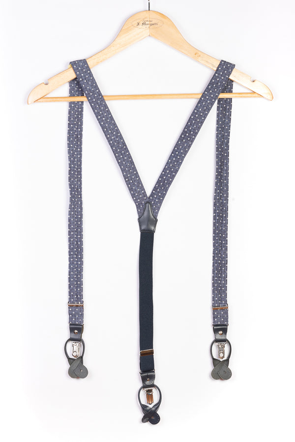 Large Polka Dot Blue Suspenders