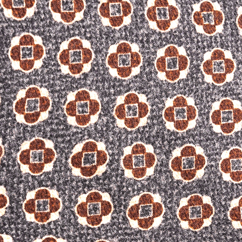 Pure silk gray patterned tie