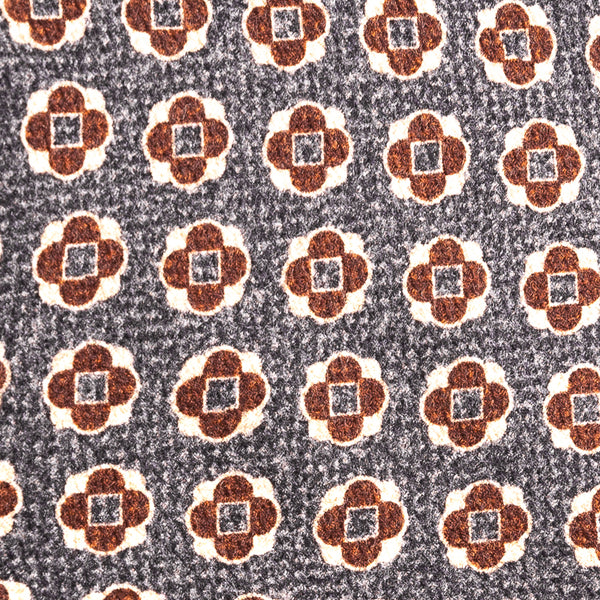 Pure silk gray patterned tie