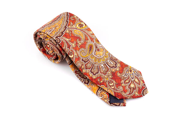 Cravate en soie pure rouge et or