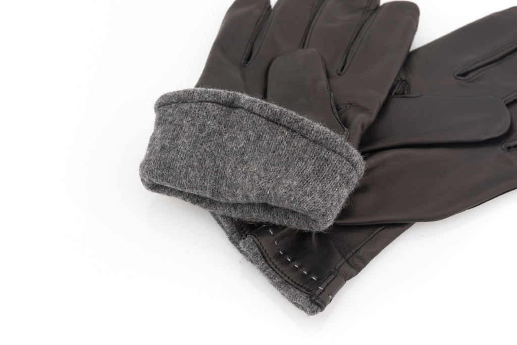 Shiny black leather gloves