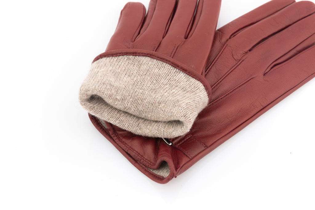 Ruby red leather gloves