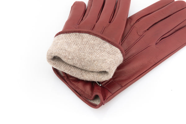 Ruby red leather gloves