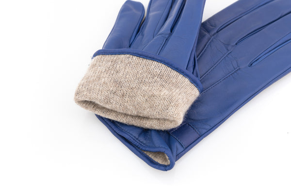 Cobalt leather gloves