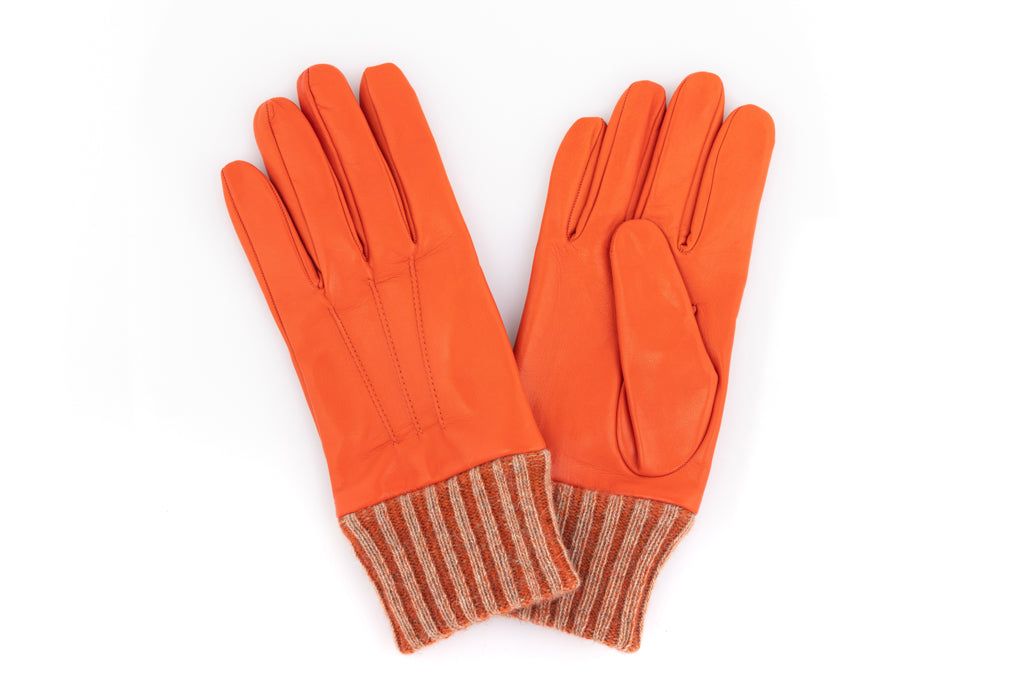 Gloves with orange cuff