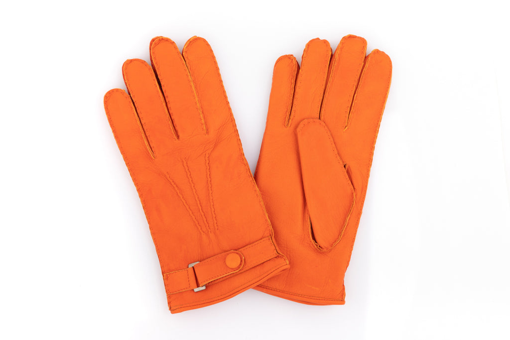 Orange Deer Leather Gloves