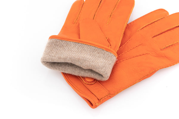 Orange Deer Leather Gloves
