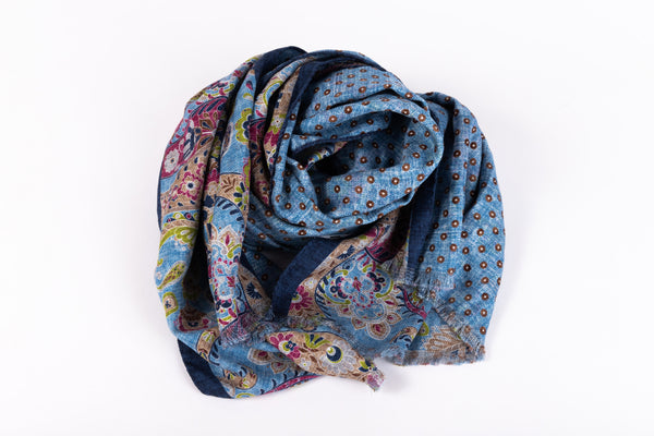 Light blue pure silk scarf