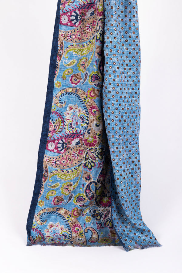 Light blue pure silk scarf