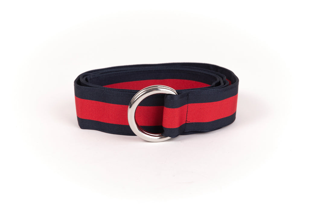 Ceinture en tissu bleue et rouge