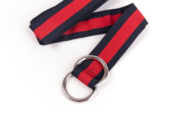 Ceinture en tissu bleue et rouge