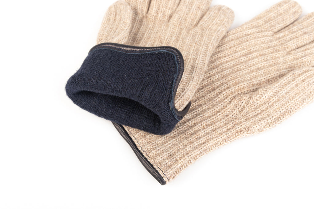 Beige cashmere wool gloves