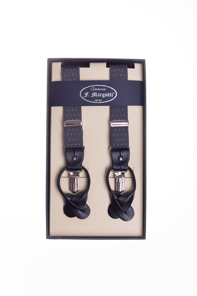 Gray polka dot suspenders