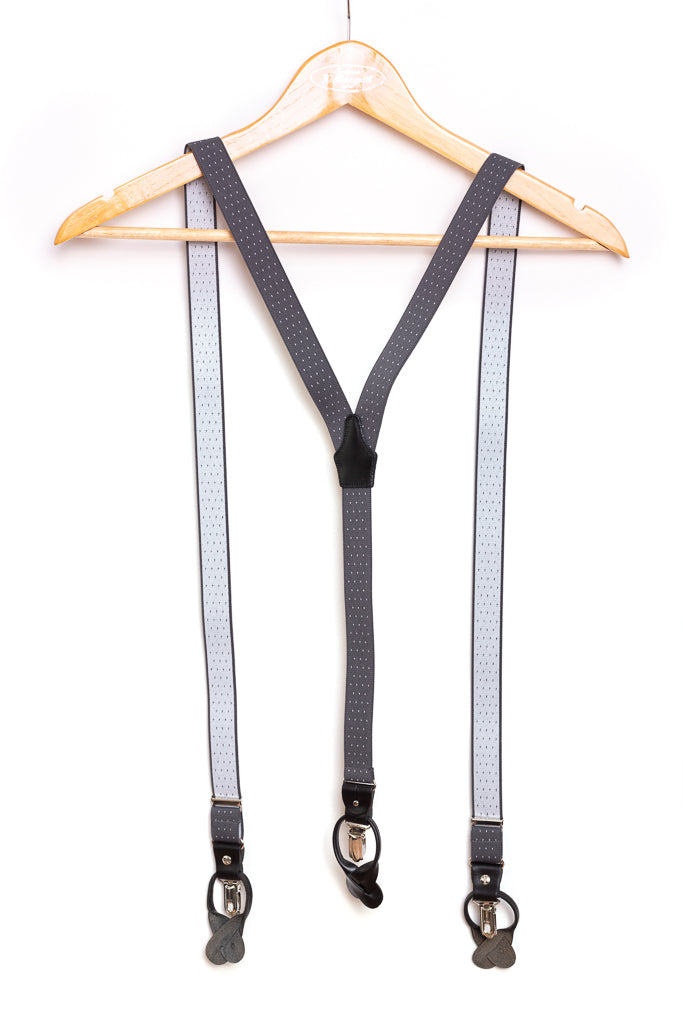 Gray polka dot suspenders