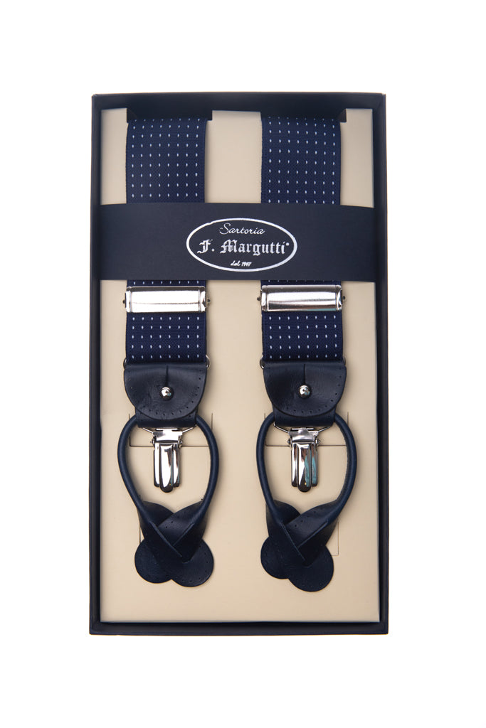 Blue micropois suspenders