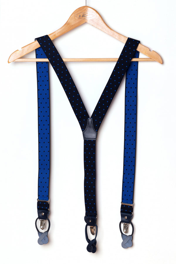 Bretelles bleues avec des pois bleu clair