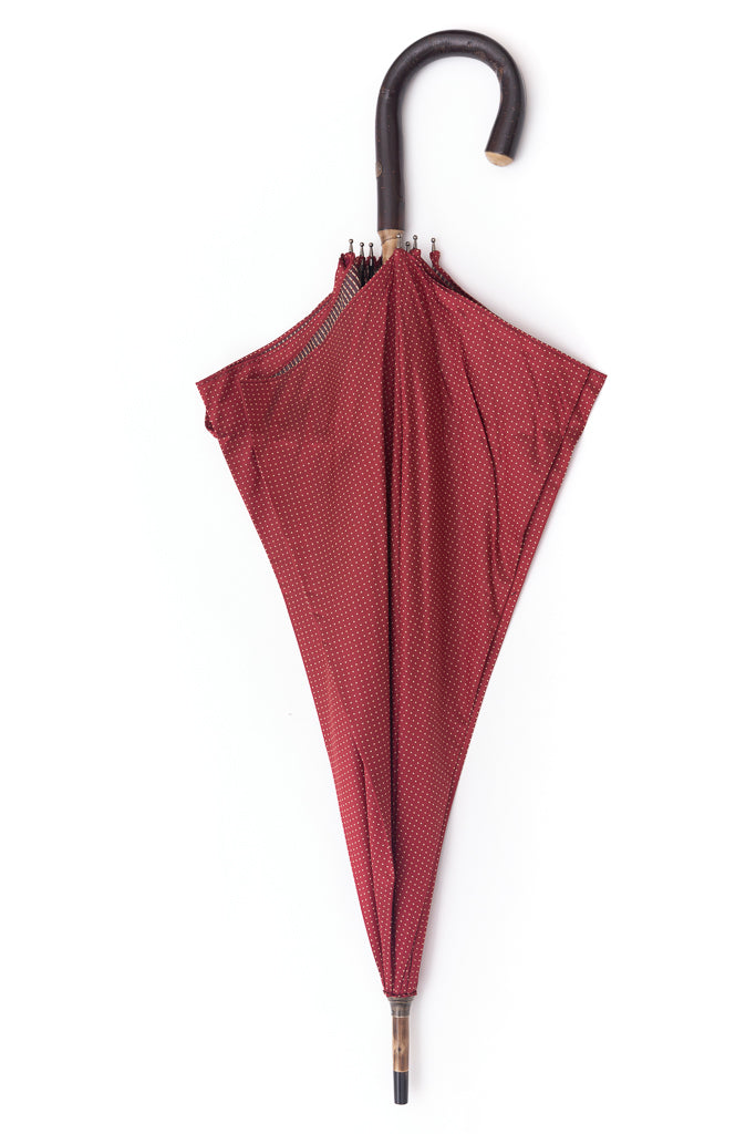Mario Talarico Red Polka Dot Chestnut Wood Umbrella