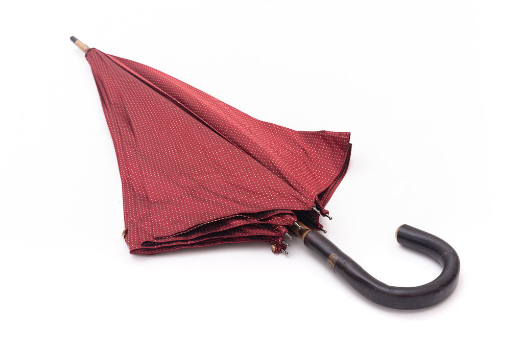 Mario Talarico Red Polka Dot Chestnut Wood Umbrella