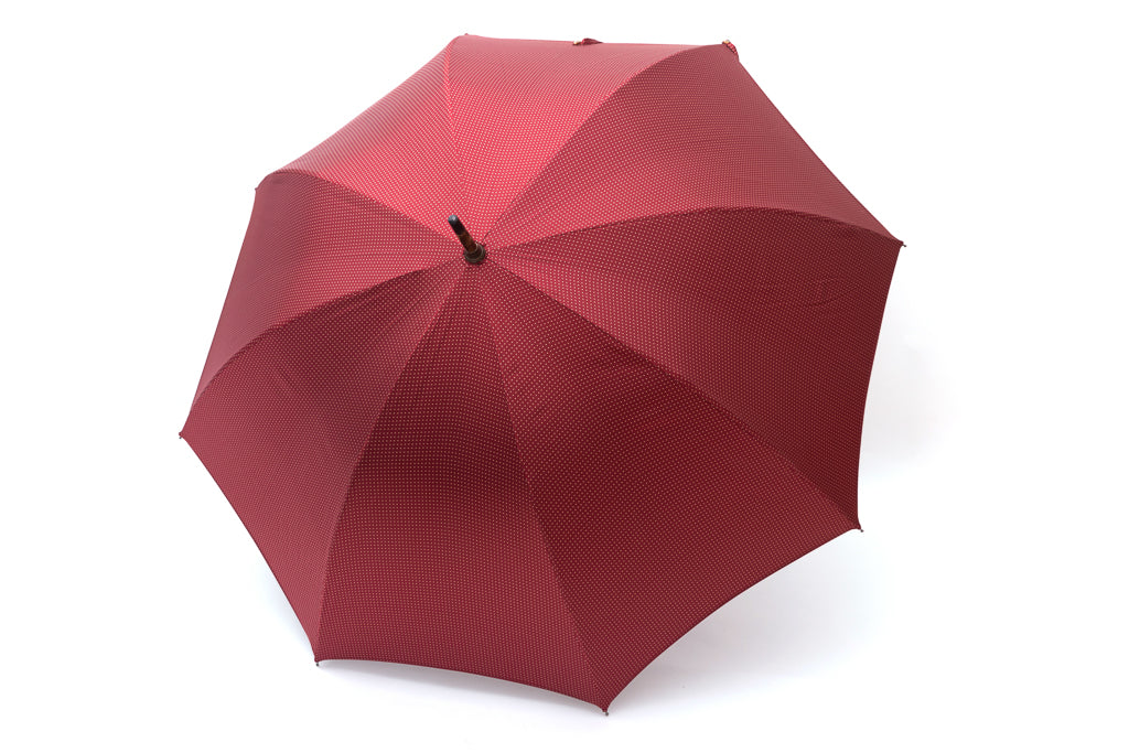 Mario Talarico Red Polka Dot Chestnut Wood Umbrella