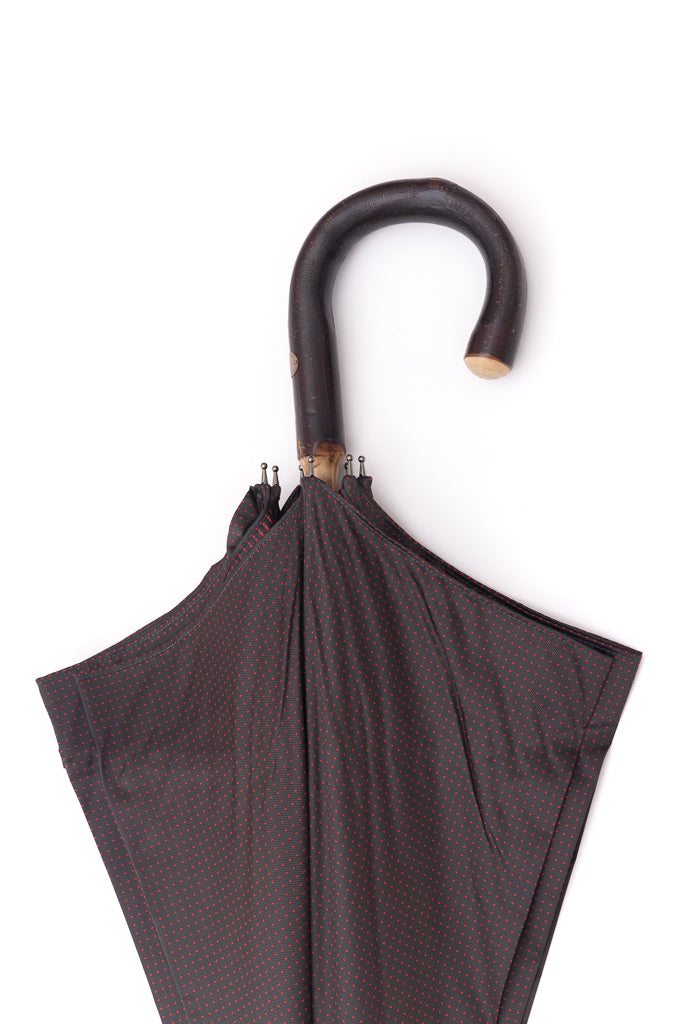 Parapluie à pois gris Mario Talarico en bois de châtaignier