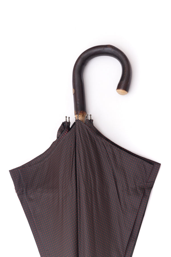 Parapluie à pois gris Mario Talarico en bois de châtaignier