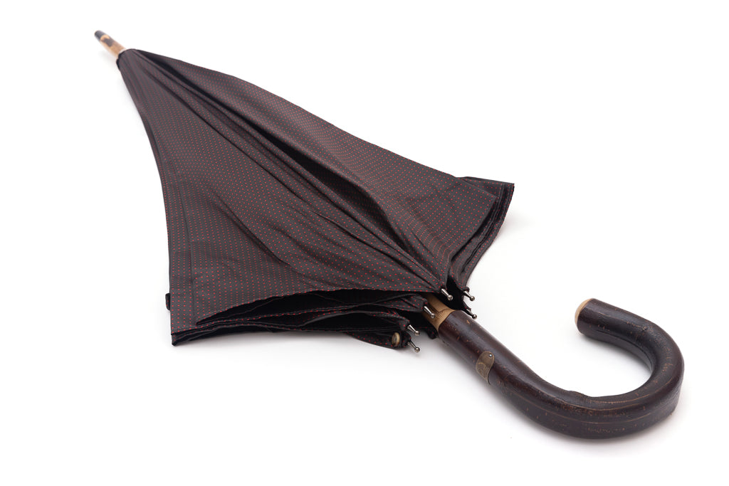 Parapluie à pois gris Mario Talarico en bois de châtaignier