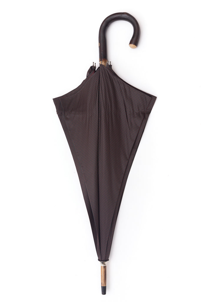 Parapluie à pois gris Mario Talarico en bois de châtaignier
