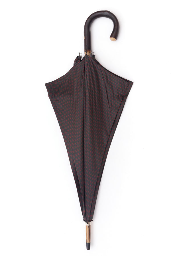 Parapluie à pois gris Mario Talarico en bois de châtaignier