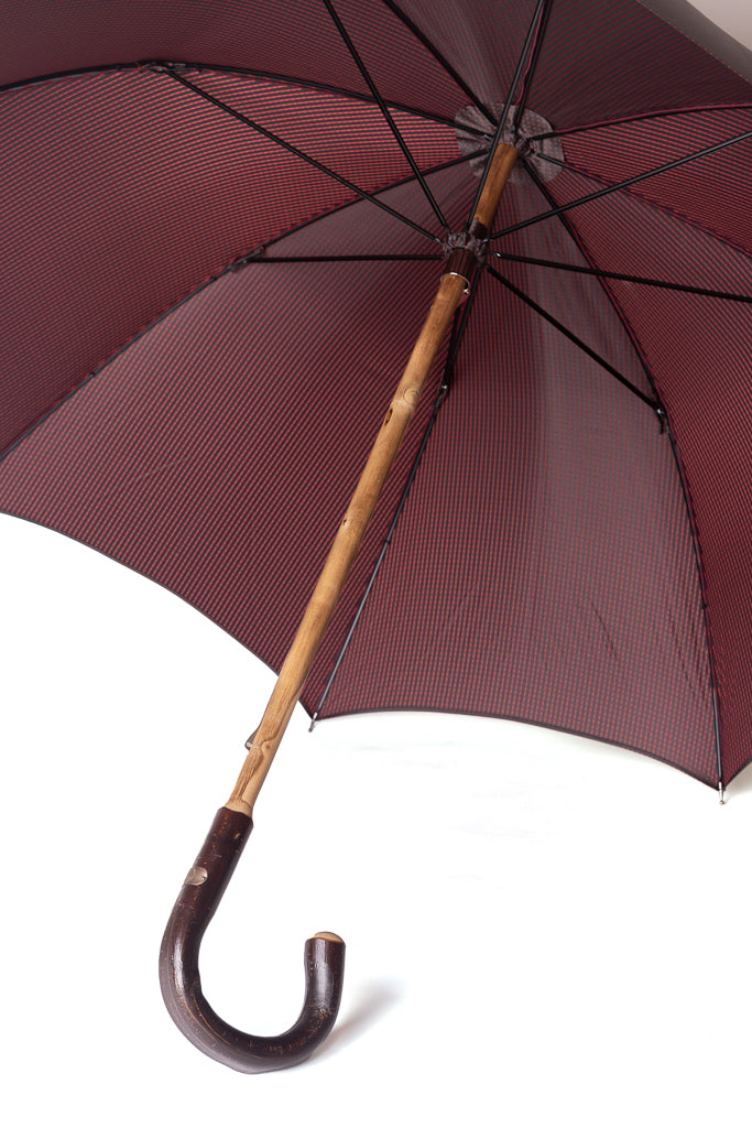 Parapluie à pois gris Mario Talarico en bois de châtaignier