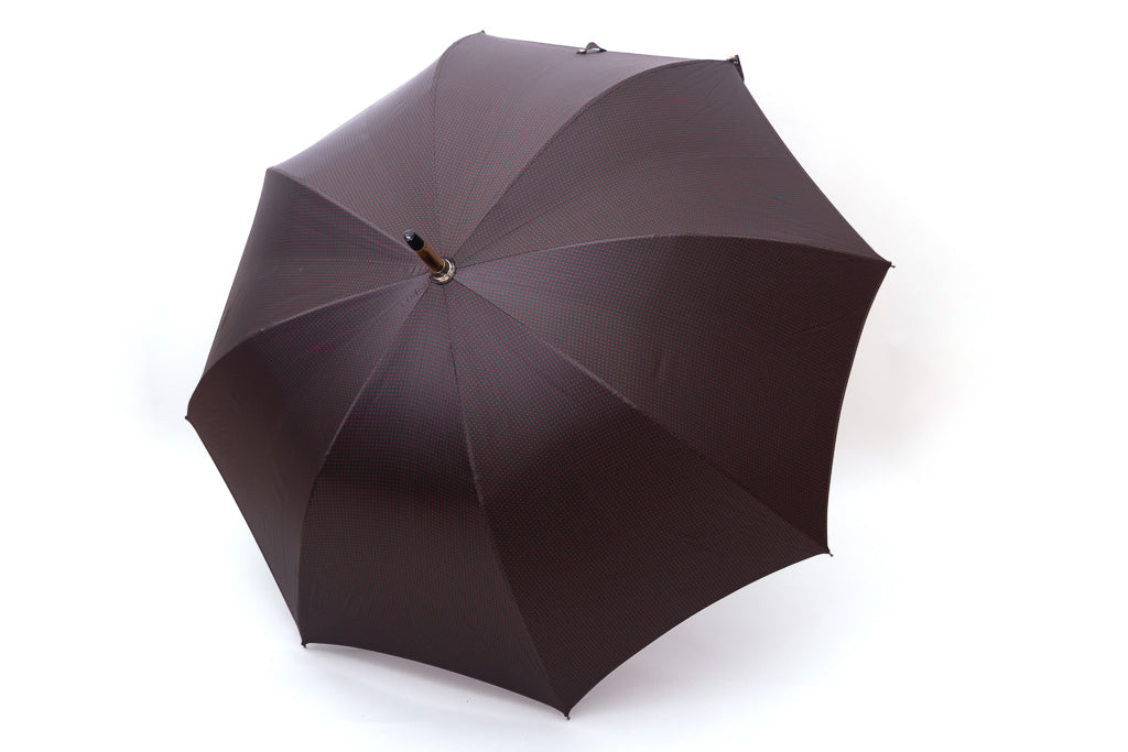 Parapluie à pois gris Mario Talarico en bois de châtaignier