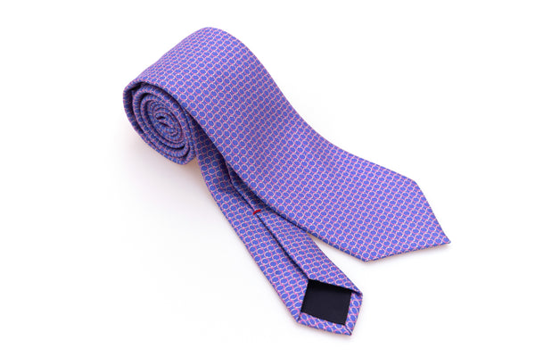 Cravate à motifs violets en pure soie