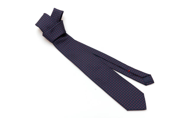 Cravatta blu con geometria in pura seta